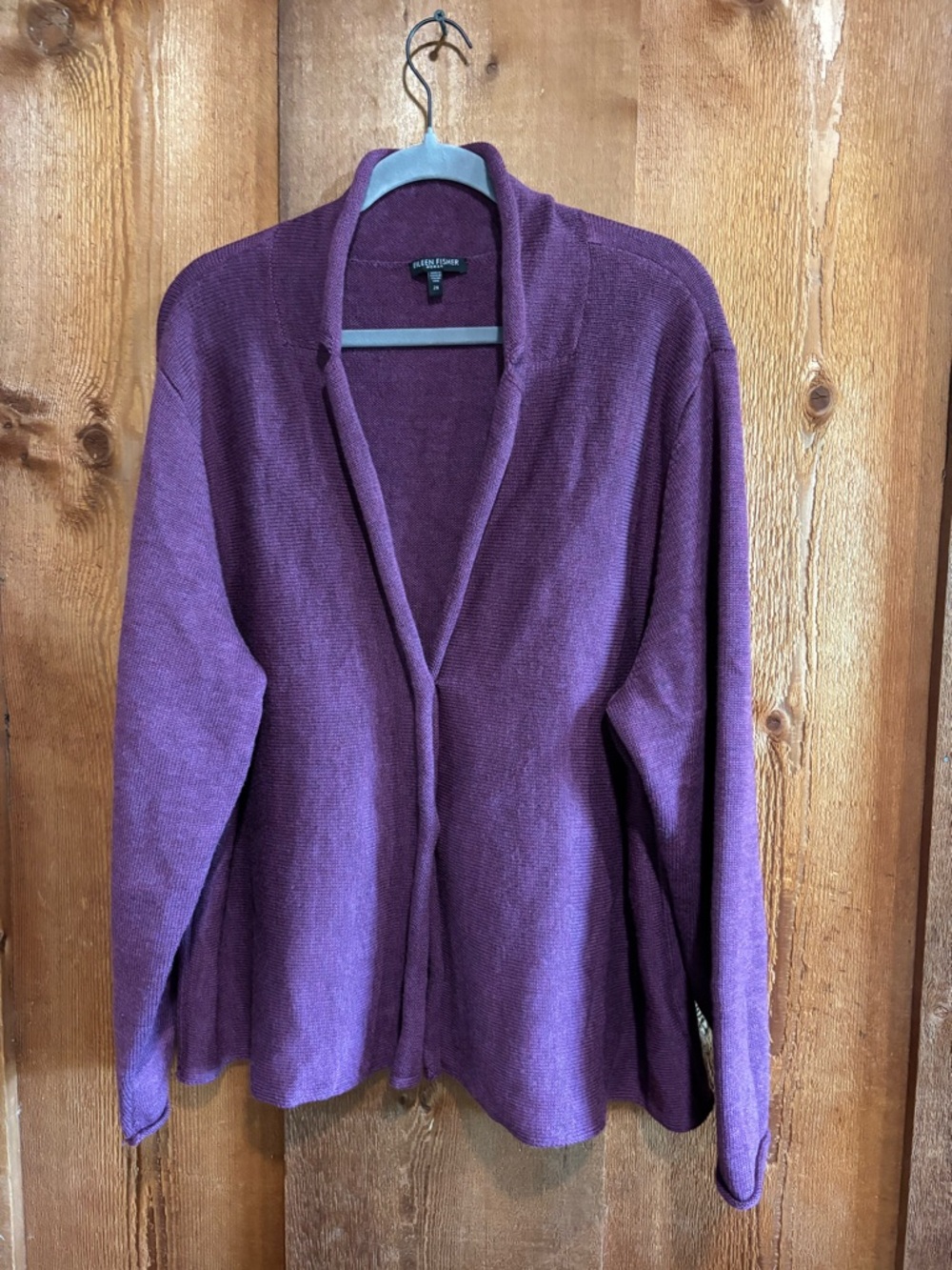 Eileen Fisher Woman 2X 100% Merino Wool Purple Italian Yarn Cardigan